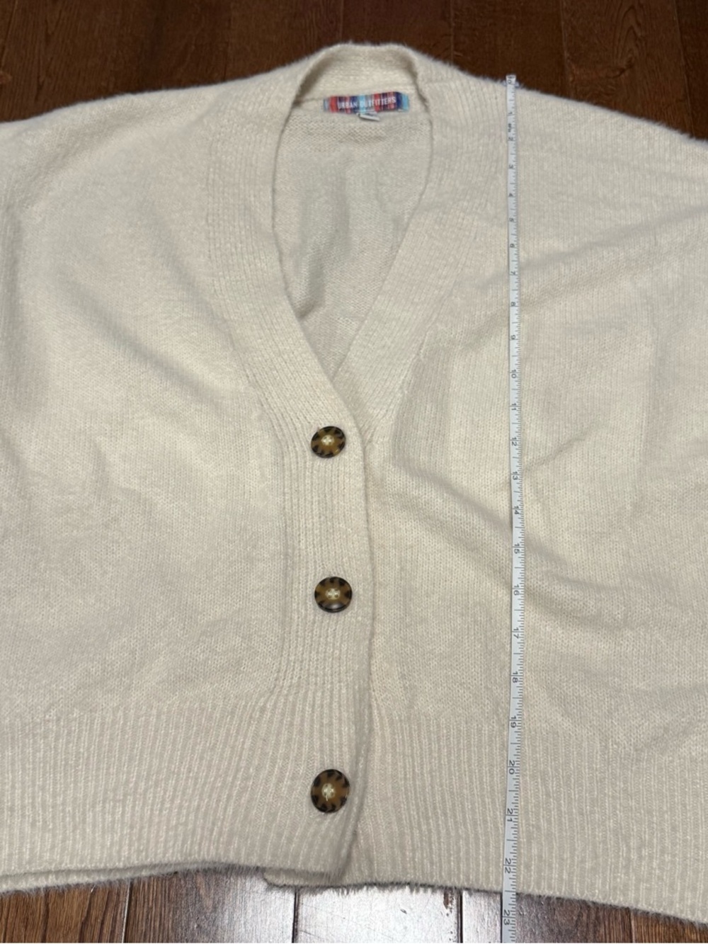 UO Cozy Cream V-Neck Button Cardigan - Picture 7 of 7